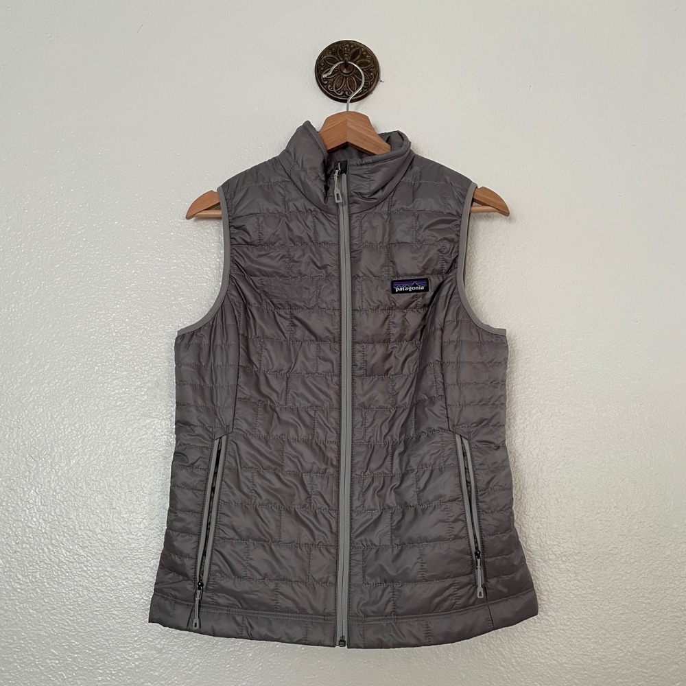 Patagonia Nano Puff Vest, Removed Embroidery, Grey Womens Small Primaloft Puffer